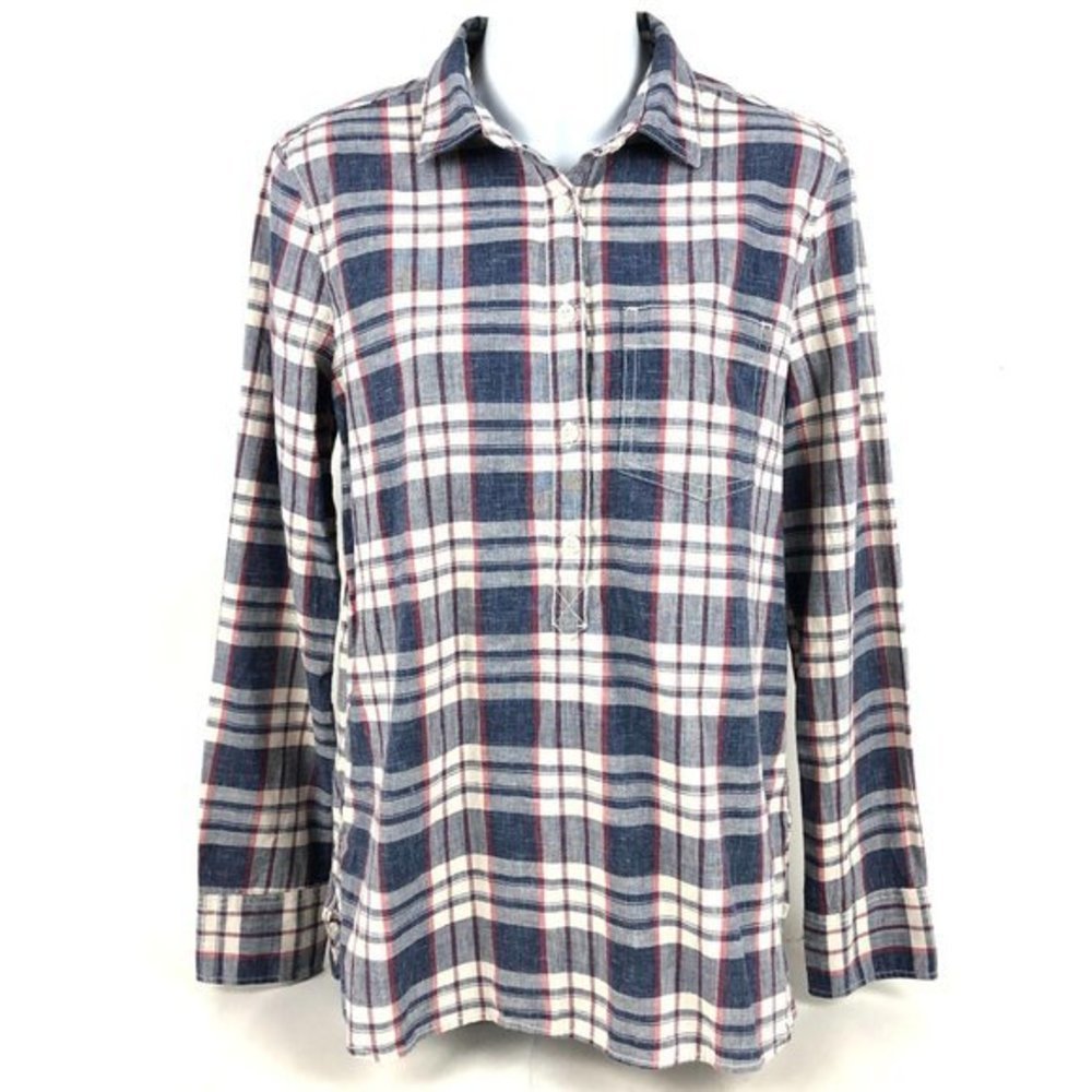$65 J.Crew Homespun LS‎ Boyfit Popover Shirt Plaid